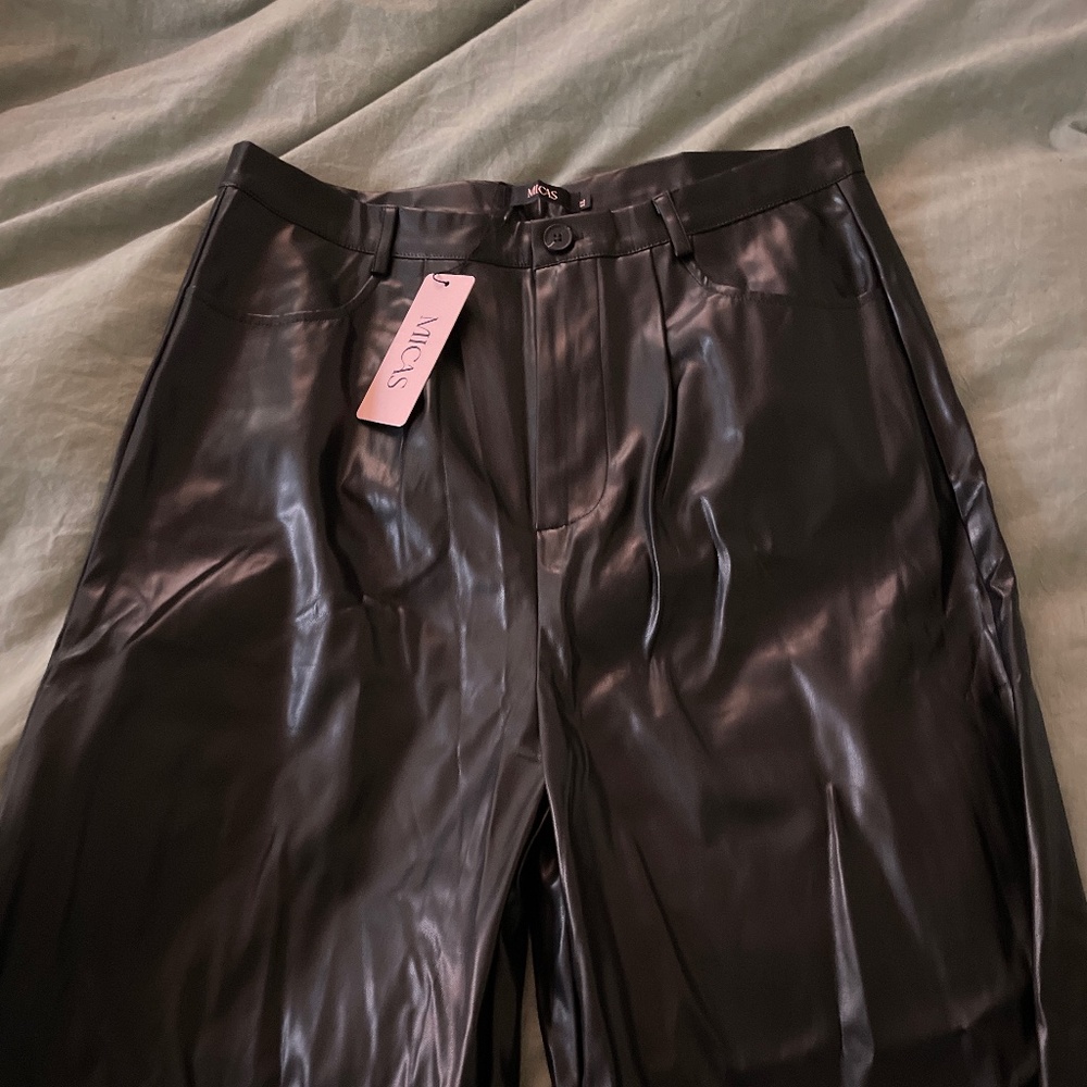 Micas XL leather wide leg pant
